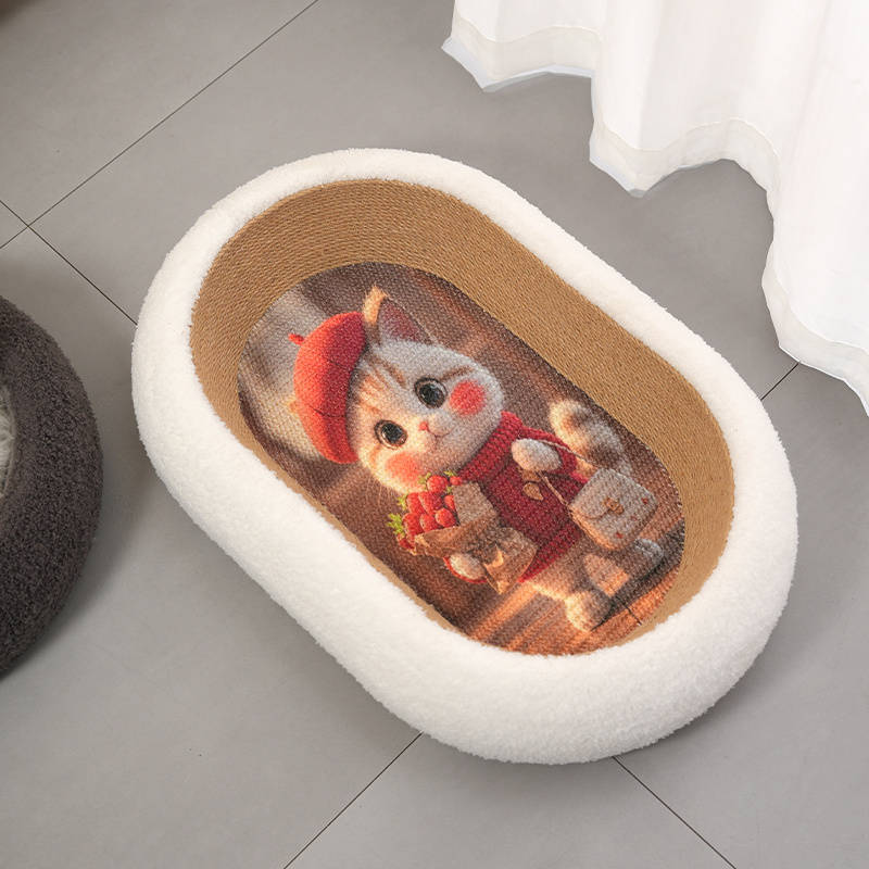 Pet Supplies Color Deep  Mouth Cat Bed  Grey Lucky Pattern