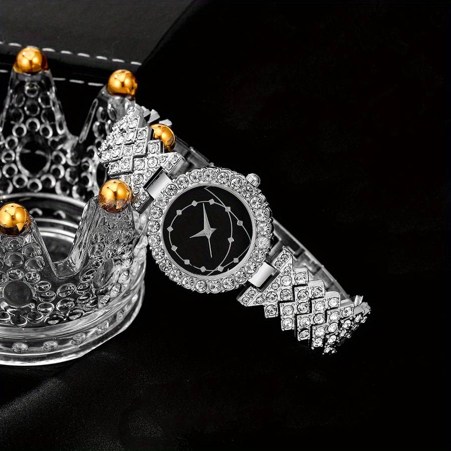 Classic Women Quartz Watch Includes Bracelet Earrings Necklace Ring Watch 6