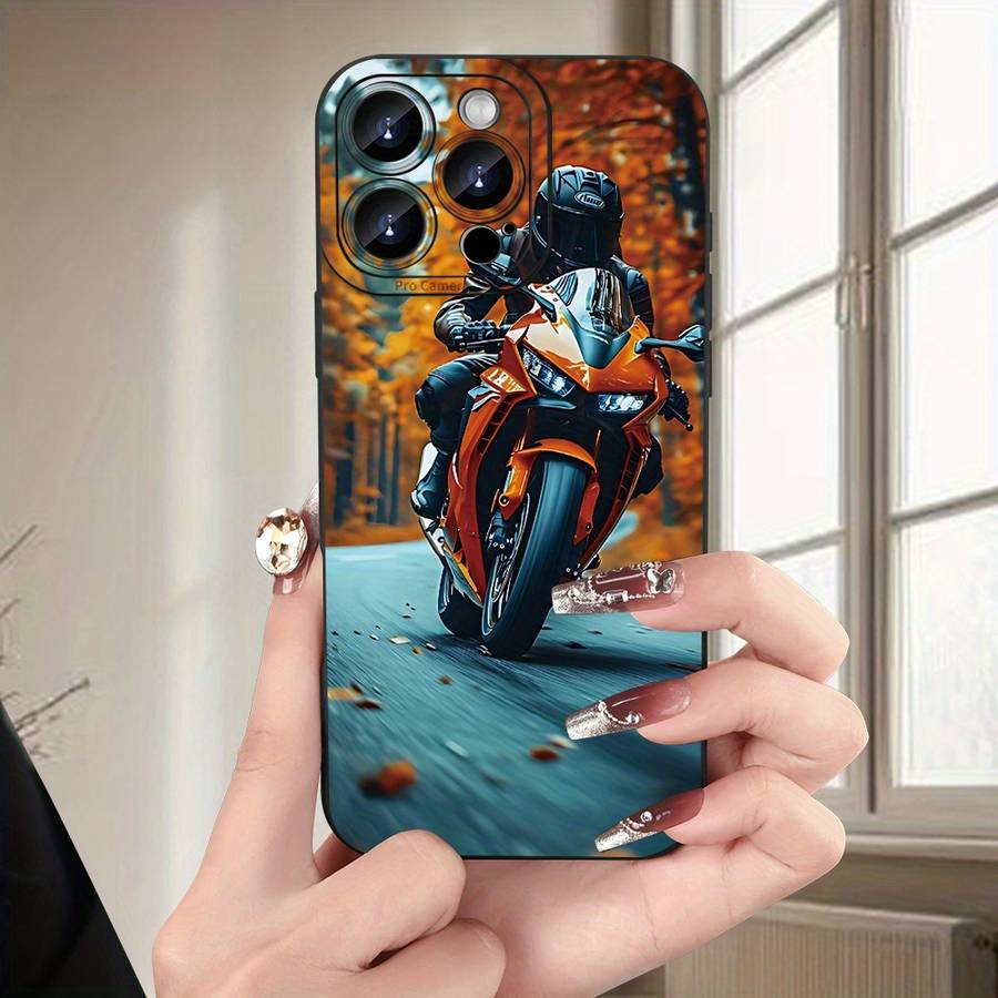 1Pc Black For iPhone XS Max Motorcycle Pattern Phone Case