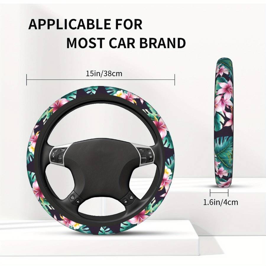 Car Steering Wheel Cover Black Size One Size