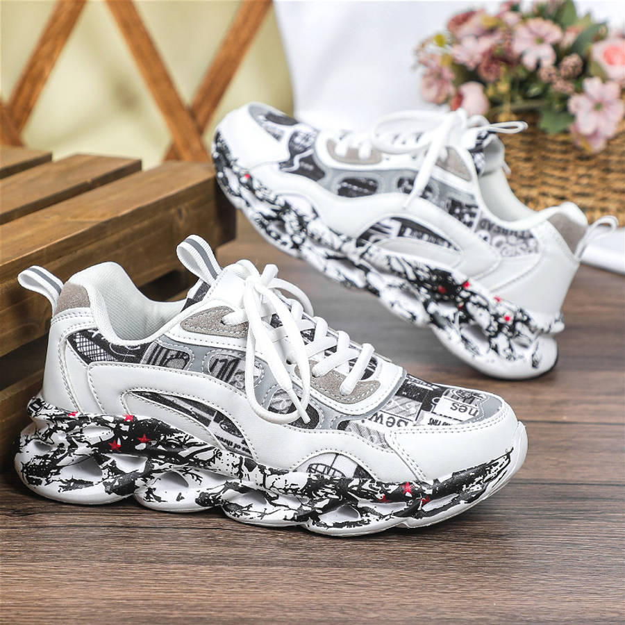 Sneakers Color White And Black Camouflage Sizeuk 4