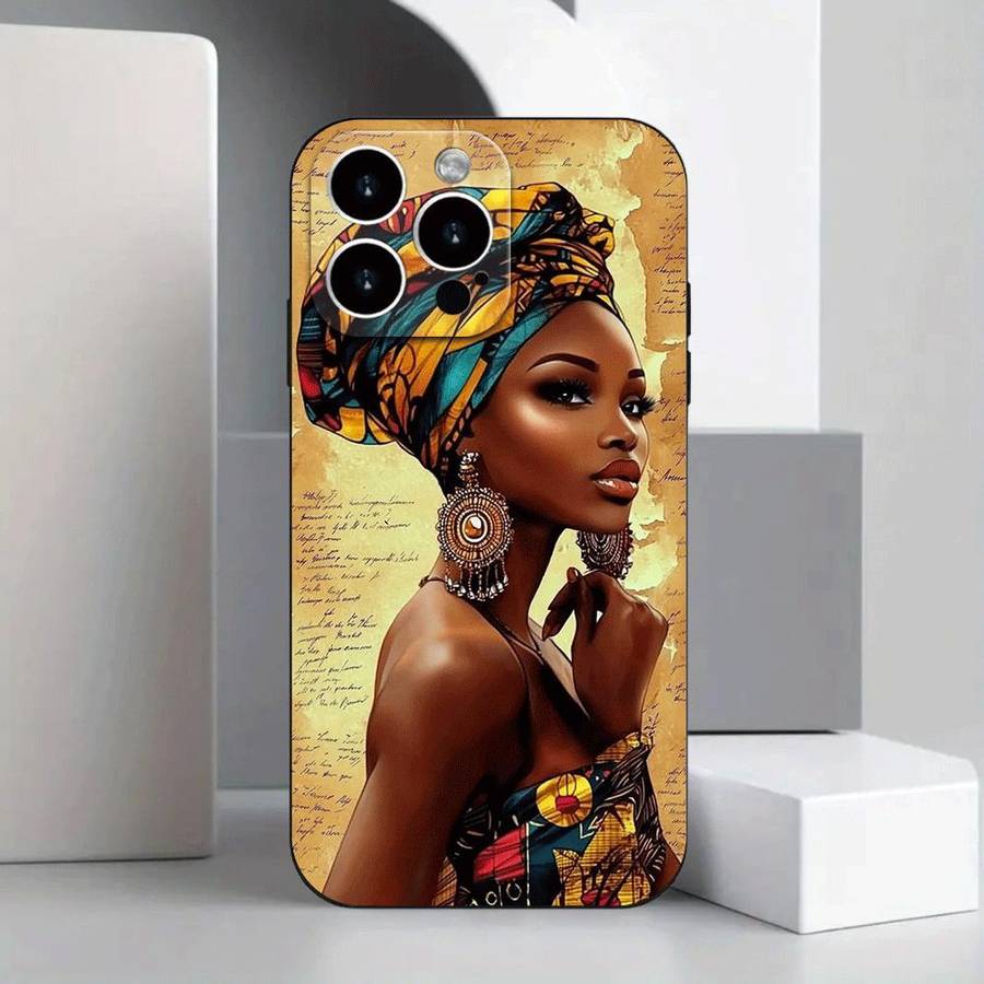 1Pc Black For iPhone 14 Plus African Woman Phone Case