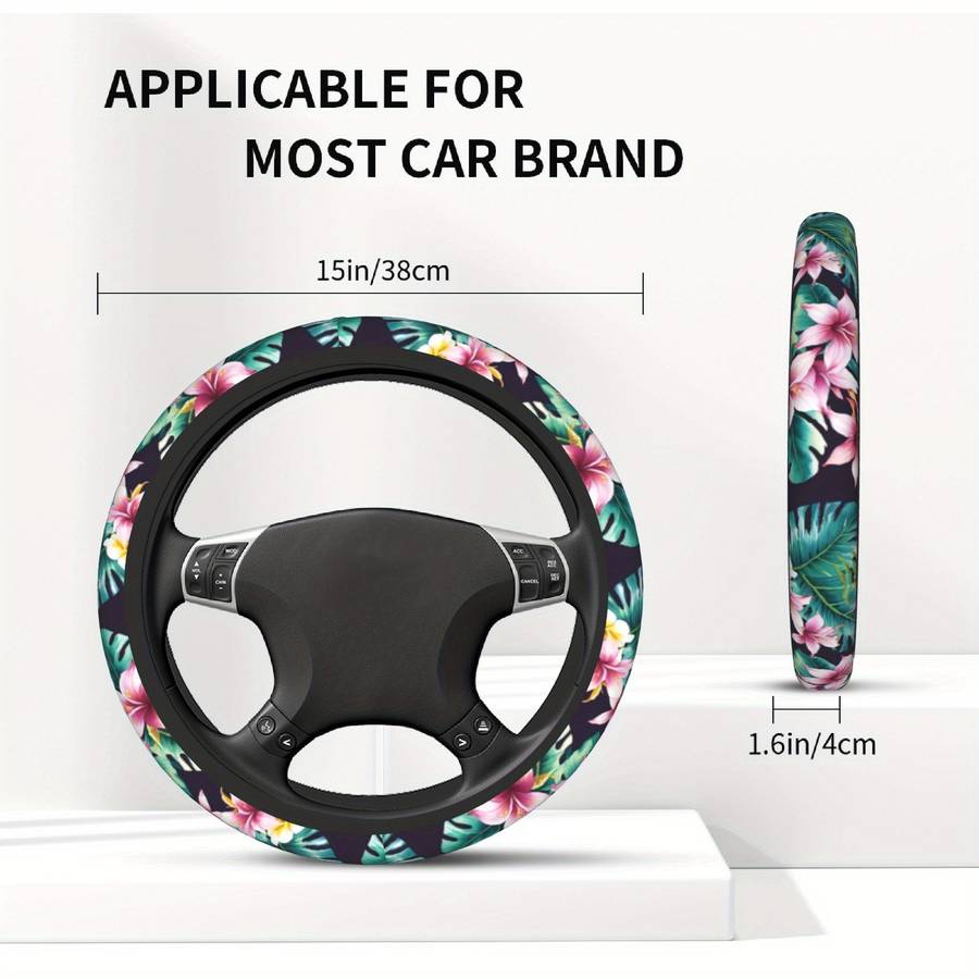 Car Steering Wheel Cover Black Size One Size