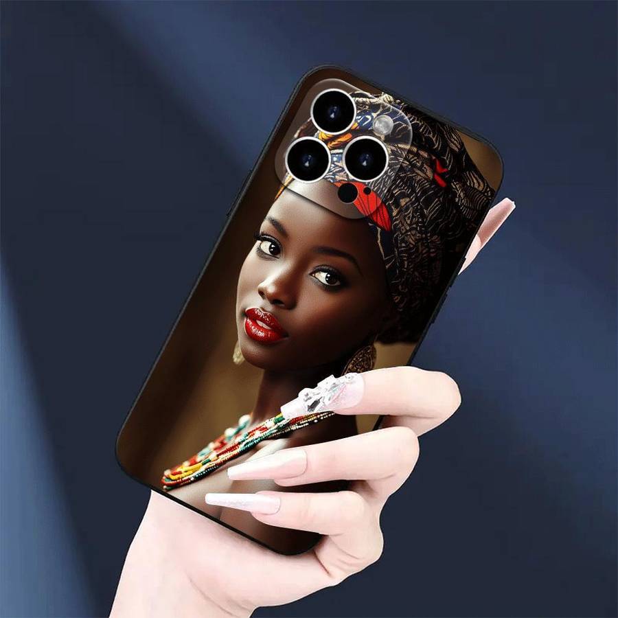 1Pc Black For iPhone 12 African Queen Phone Case