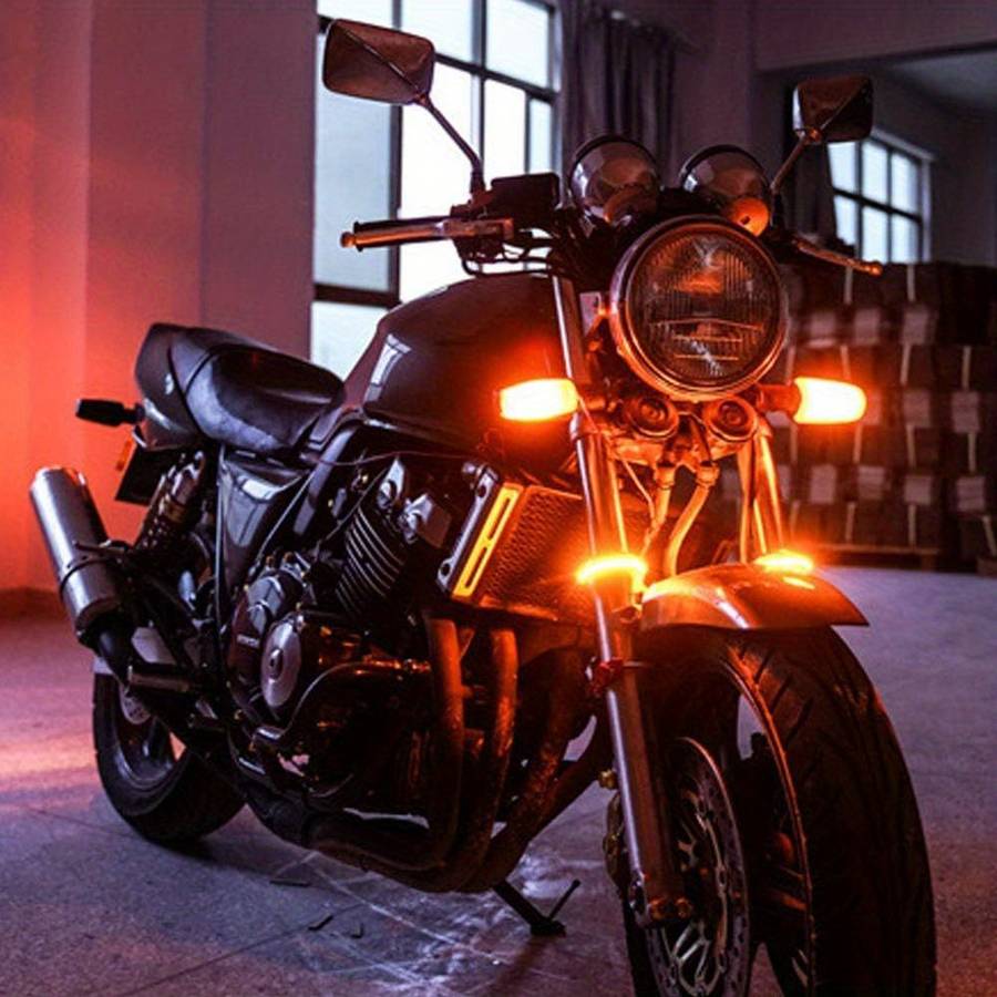 2pcs Flexible Switchback Dual-Color White & Amber Motorcycle LED Fork Turn Signal Bli