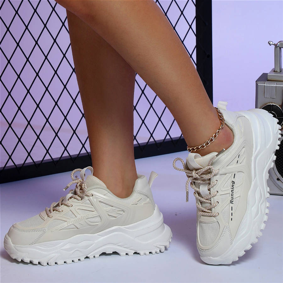 Women S Sneakers Color Beige White Background Sizeuk 9.5