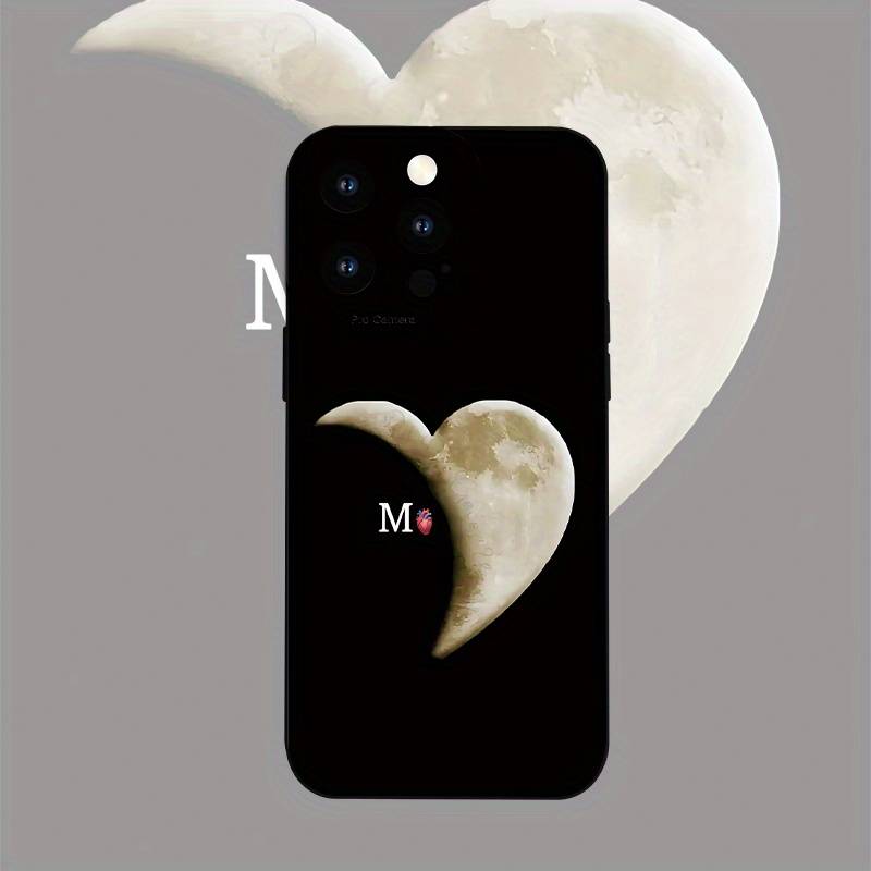 1Pc Black For iPhone X XS Moon Letter M Pattern Phone Case