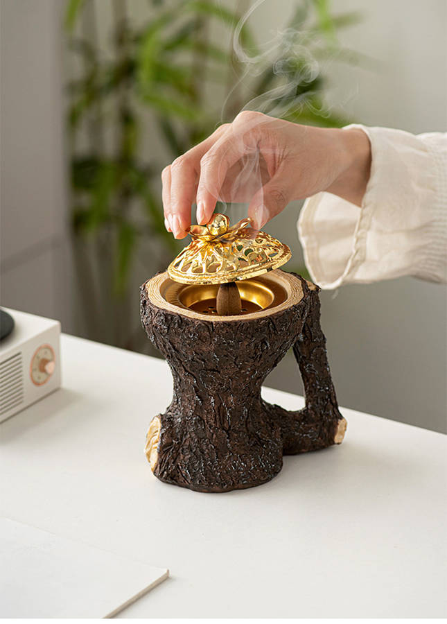 Incense Burner Color  Tree Bark Handle Incense Burner
