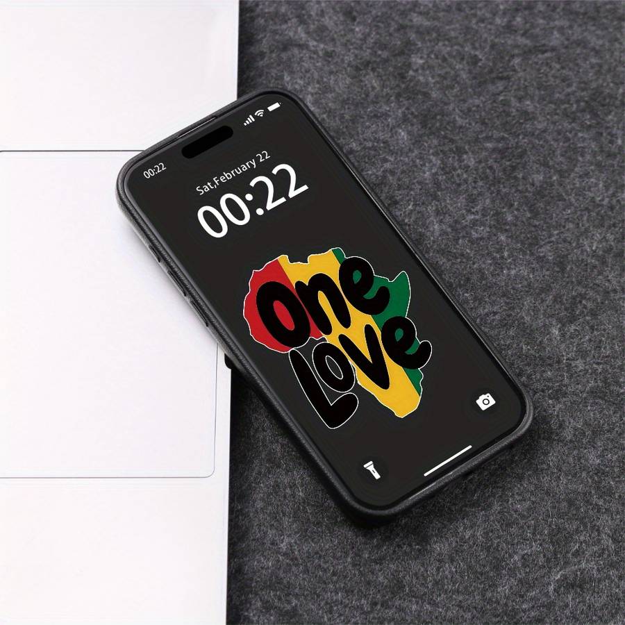 1Pc Black For iPhone 15 One Love Africa Phone Case