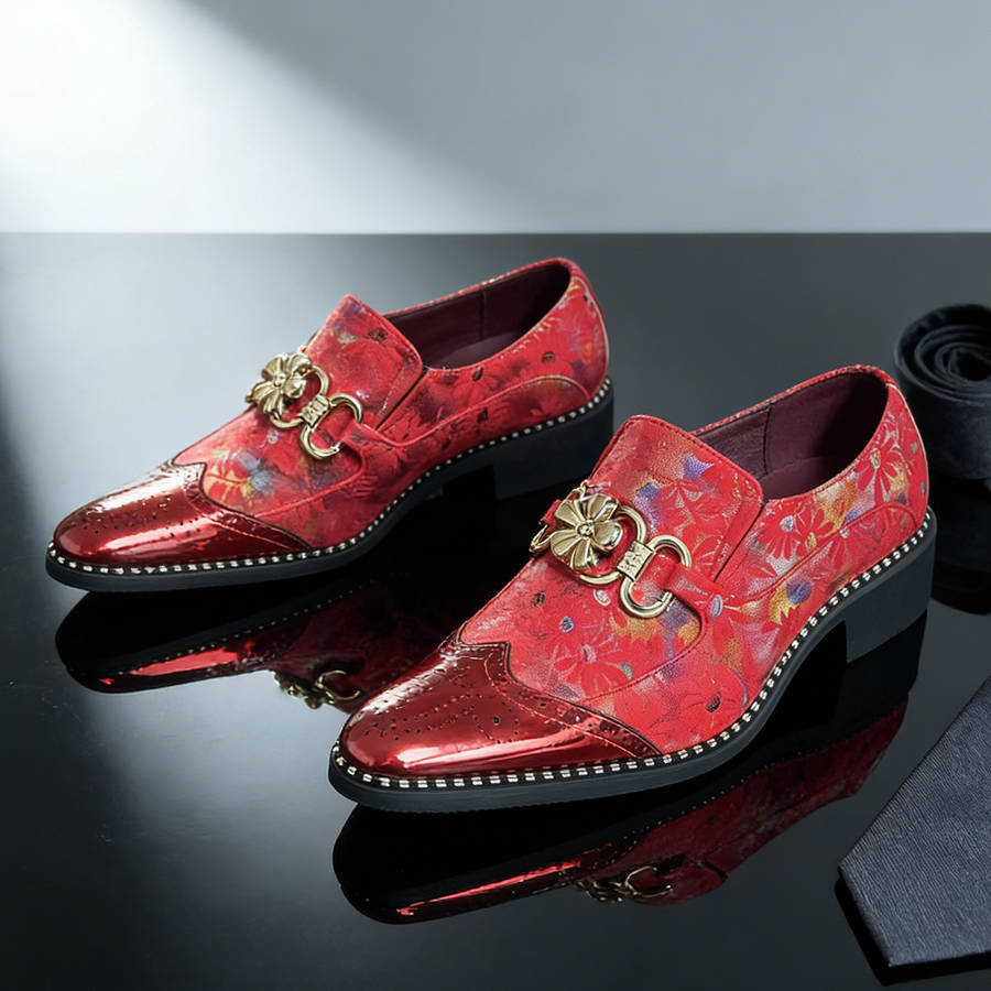 Mens Leather Shoes Color Red Sizeuk 10
