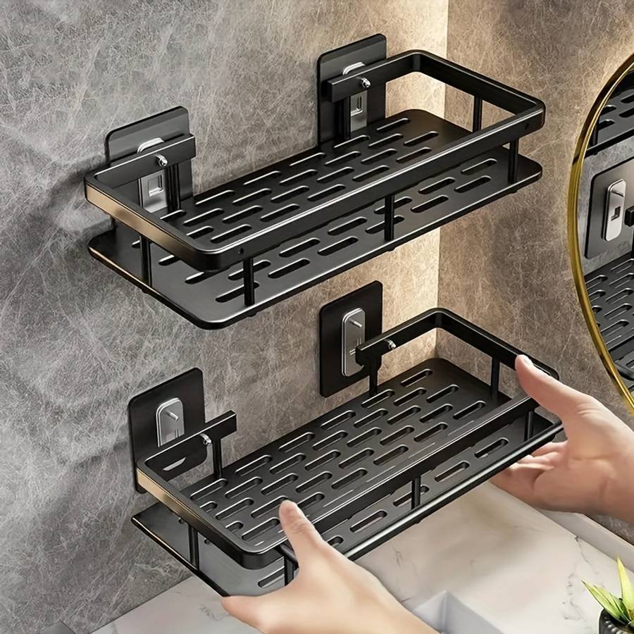 Bathroom Storage Rack Size 2 Wall Hooks  Shelf