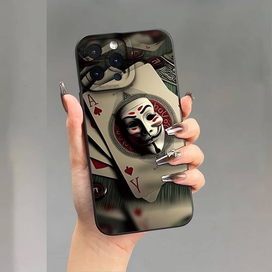 1Pc Mixed Color For iPhone 16 Plus Joker Face Poker Phone Case