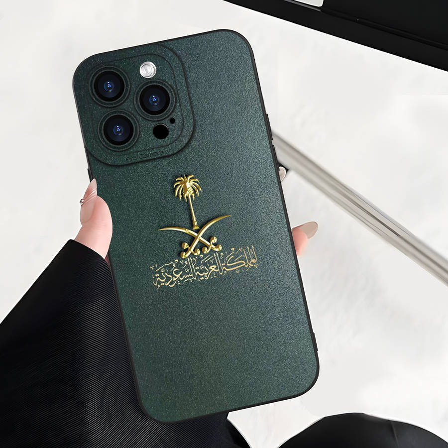 1Pc Black For iPhone 15 Pro Max Arabian Emblem Phone Case