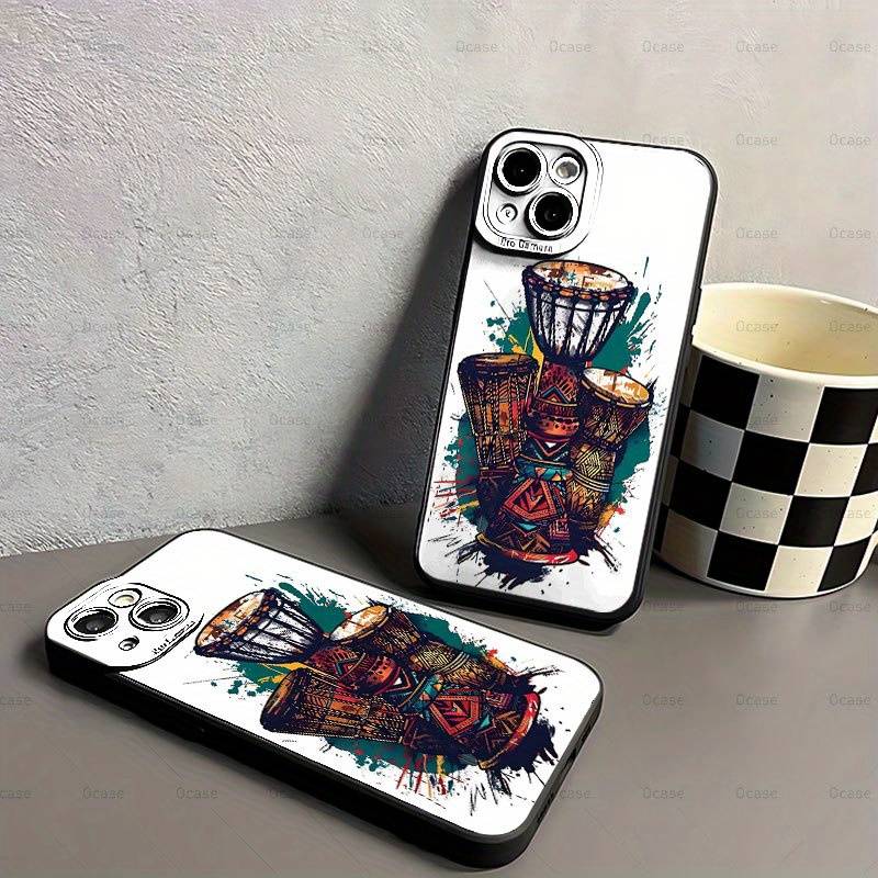 1Pc Black For iPhone XS Max African Drum Printing Phone Case