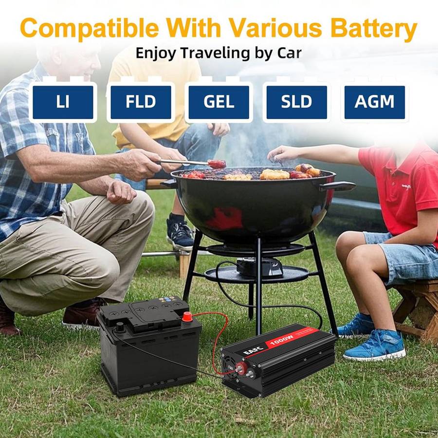 Efficient Eafc 1000W Peak Power Inverter Charger Converter 500W For Outdoor