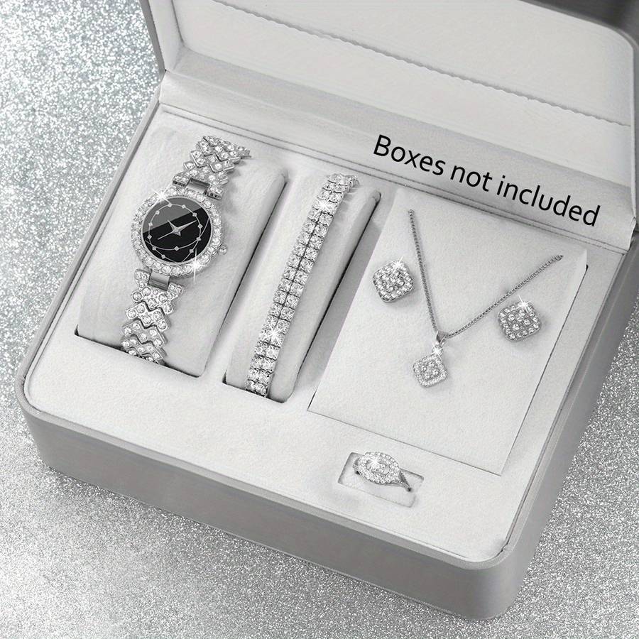 Classic Women Quartz Watch Includes Bracelet Earrings Necklace Ring Watch 6