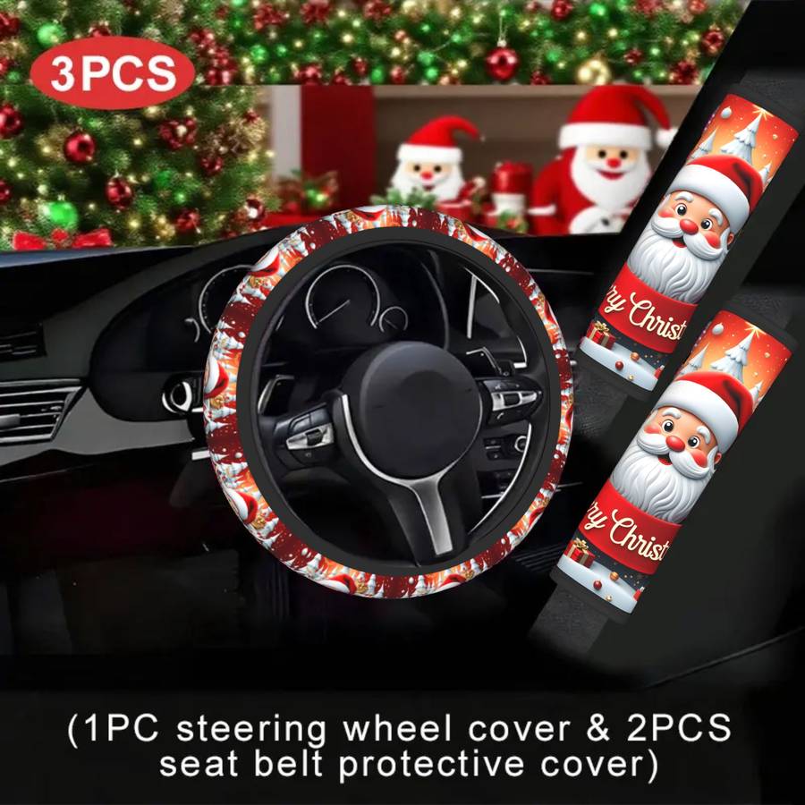 Car Steering Wheel Cover Mixed Color Size 3Pcs