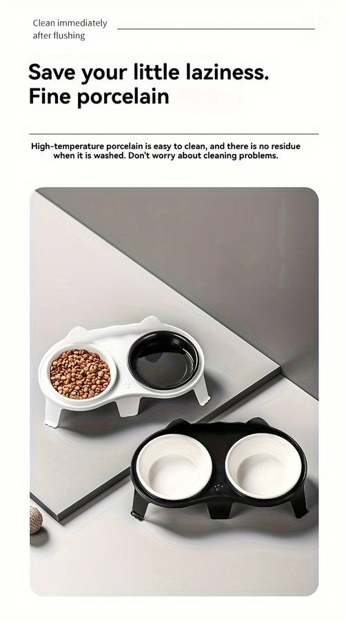 Pet Supplies Color White Stand Add  Black White Bowl