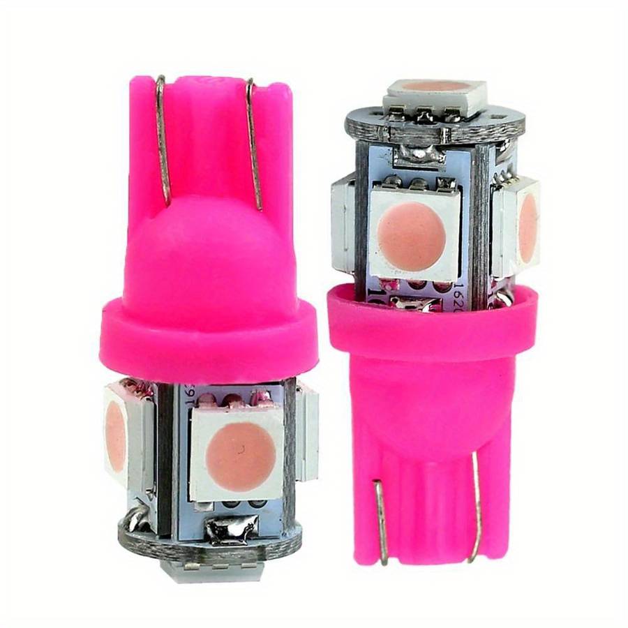 10pcs Pink Purple T10 LED Car Light Bulbs 5 LED SMD Dome Light Accessories for Mot