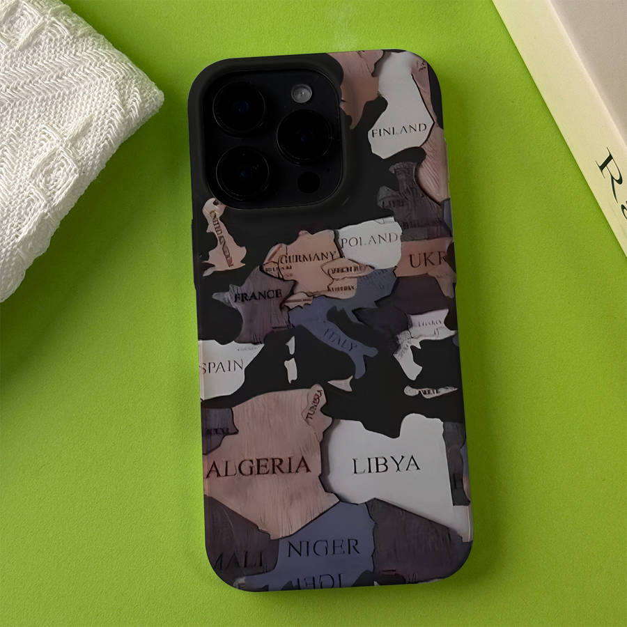 1Pc Mixed Color For iPhone 16 Pro World Map Phone Case