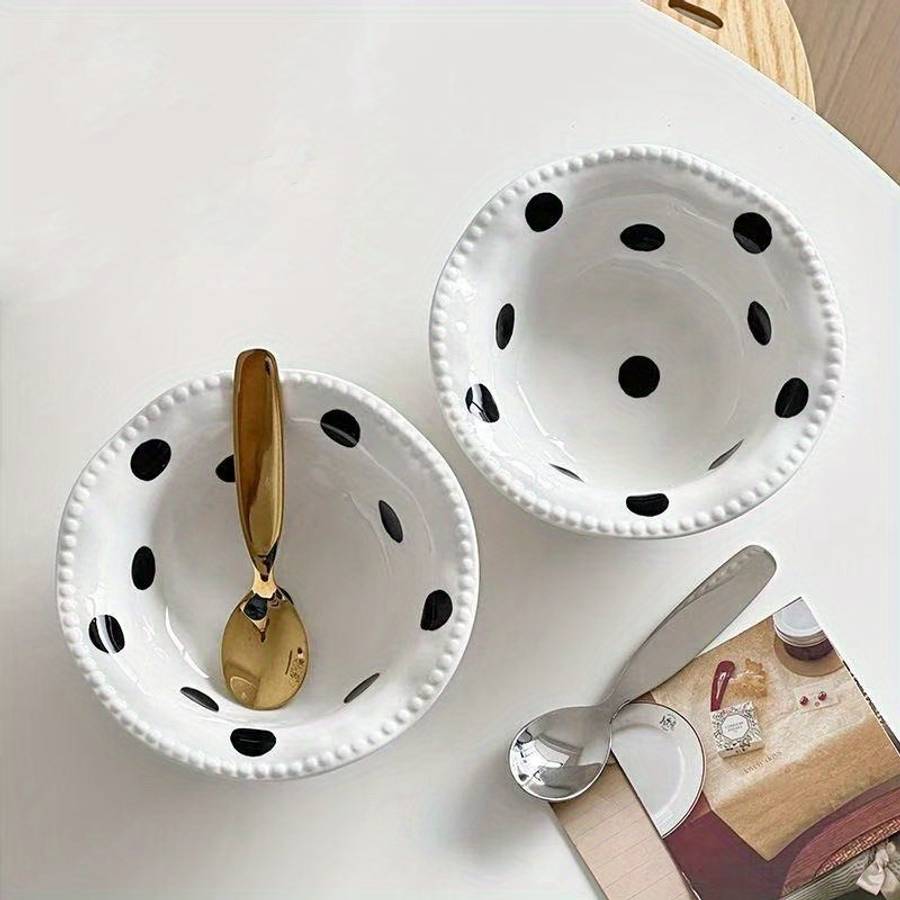 Bowl Color Black Polka Dot