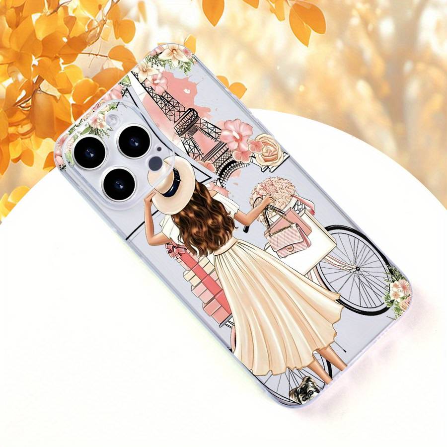 1Pc Transparent For iPhone 7 Plus 8 Plus Beautiful Long Hair Girl Phone Case