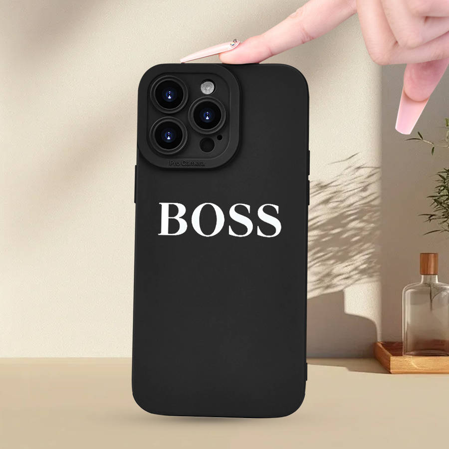 1Pc Black For iPhone 8 BOSS Pattern Phone Case