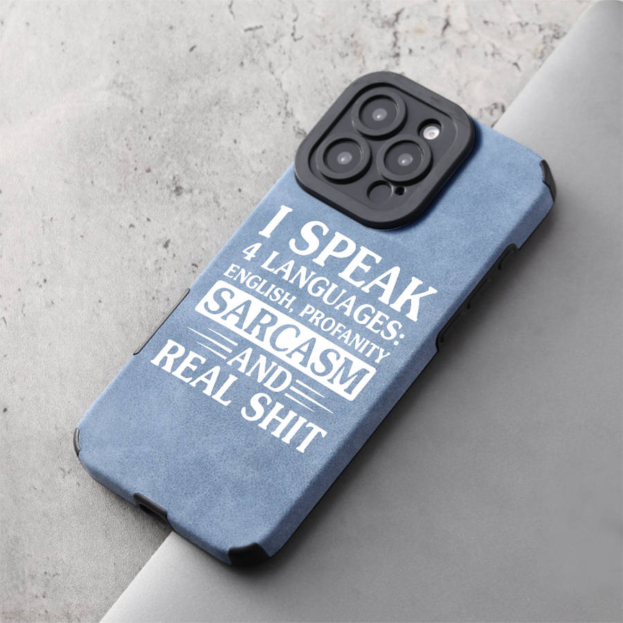 1Pc Blue For iPhone 13 Four Languages Real Phone Case