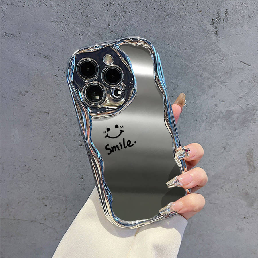 1Pc Silvery For iPhone 11 Cute Joyful Face Design Phone Case