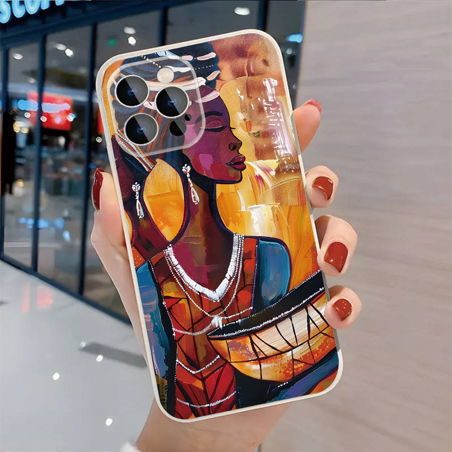 1Pc Black For iPhone 15 Plus African Women Portrait Phone Case