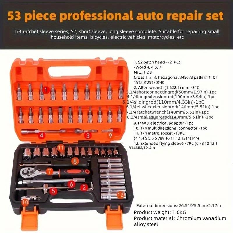 Screwdriver Bit Tool Set Color Regular Orange 151 Piece Set Size 8521455625565