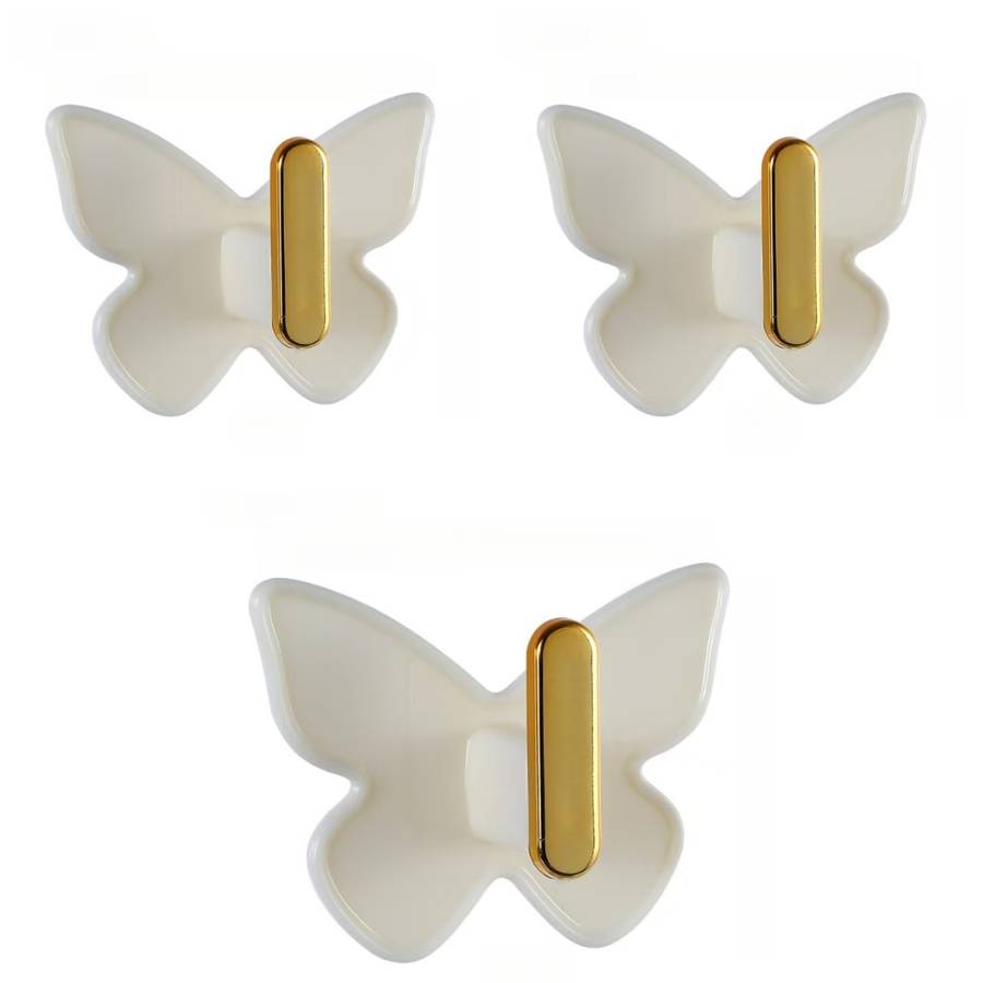 Classic Butterfly Hook Light Luxury Bathroom Punching Free S color Cream White Quantity 6pcs/set