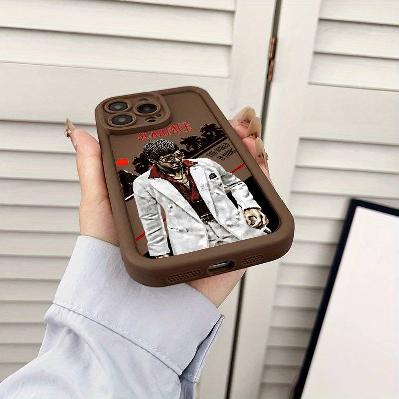 1Pc Mixed Color For iPhone 14 Pro Scarface Tribute Pattern Phone Case