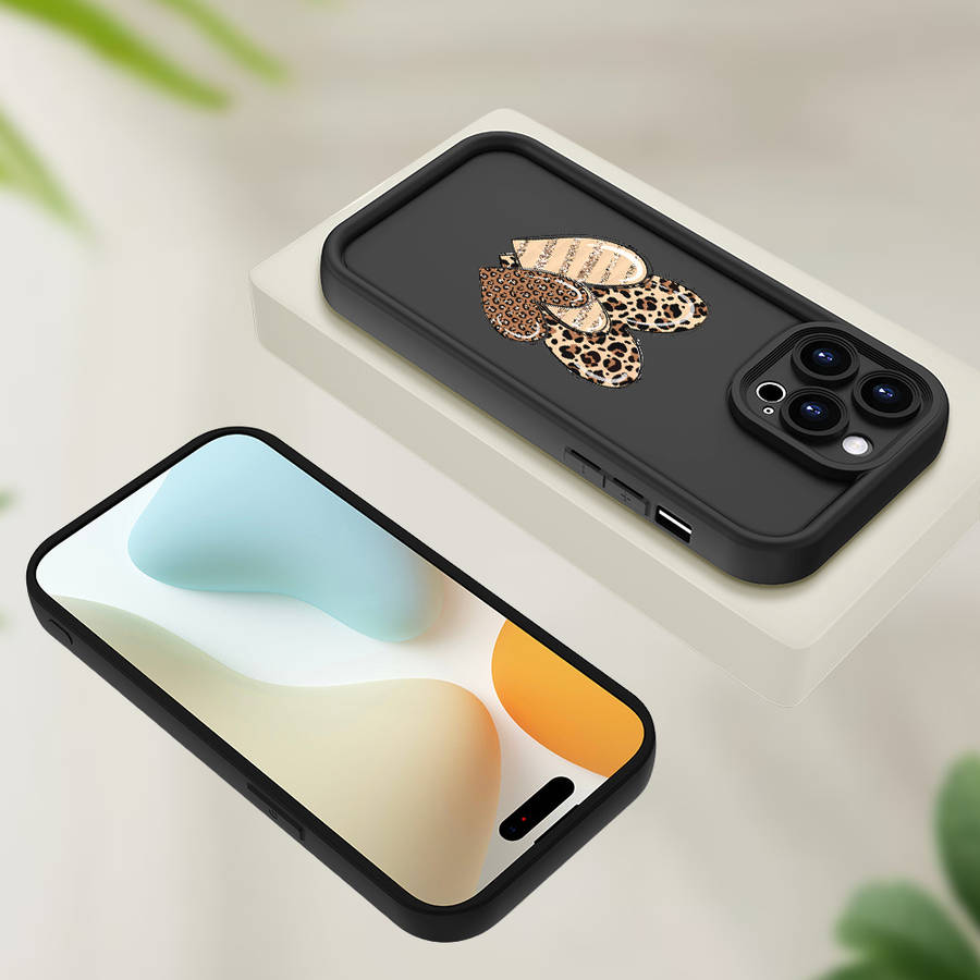 1Pc Black For iPhone 14 Pro Leopard Phone Case