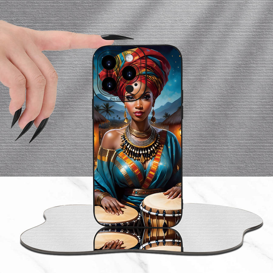 1Pc Black For iPhone 13 Pro Max African Girl Phone Case