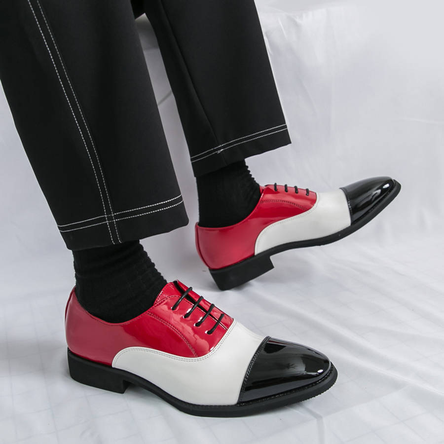 Mens Leather Shoes Color Black White Red Sizeuk 5.5
