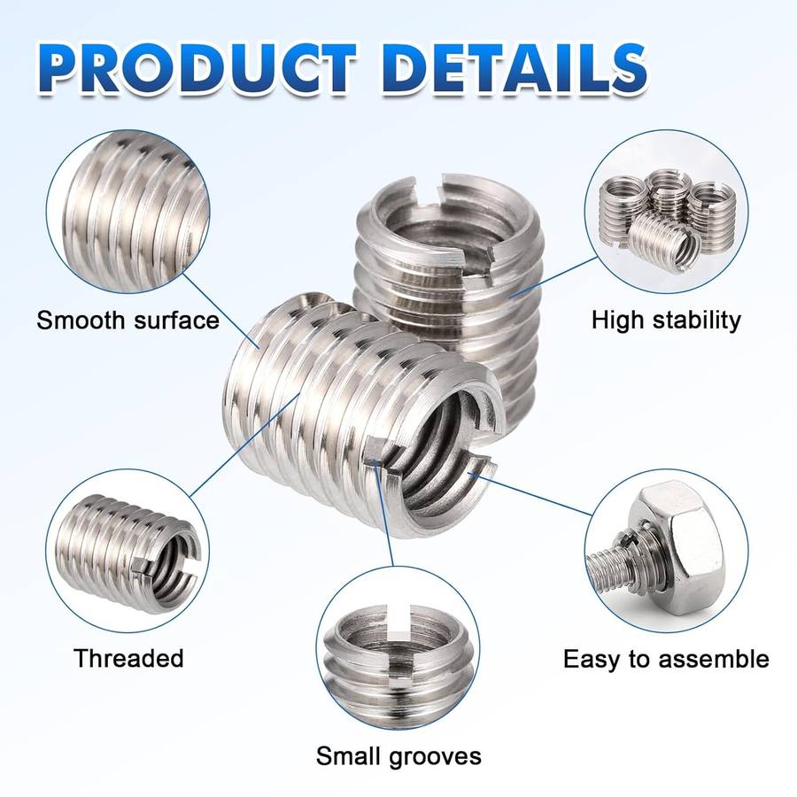 20-Piece Set Of 12mm Stainless Steel M10 to M8 Thread Converter