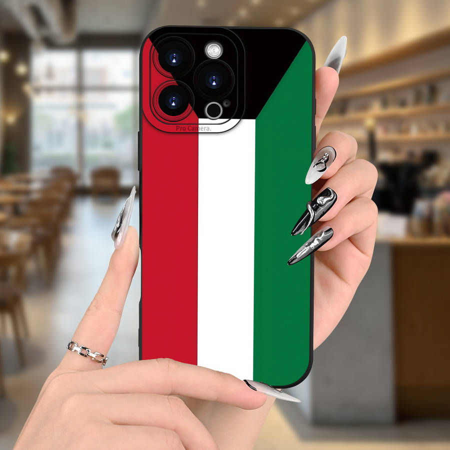 1Pc Black For iPhone 14 Pro Italian Flag Design Phone Case