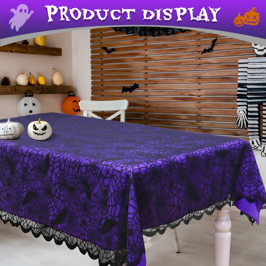 Halloween tablecloth decoration color Black add Purple