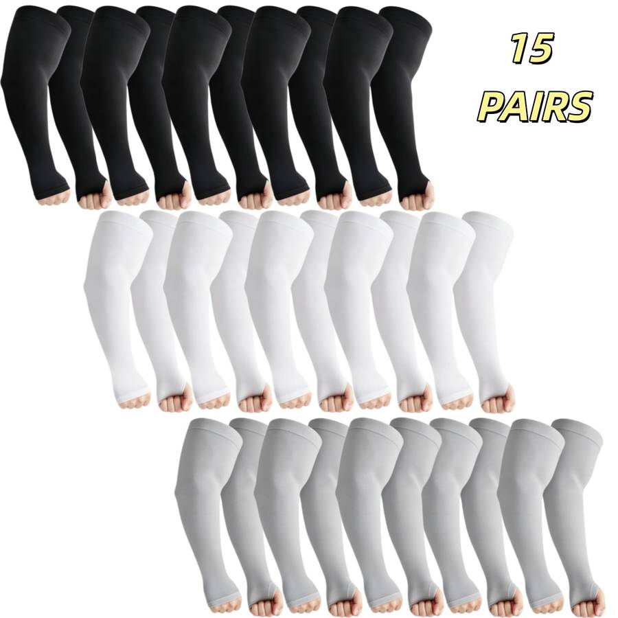 Sunscreen Sleeves Color 15 Pairs 5 Black 5 White 5 Gray