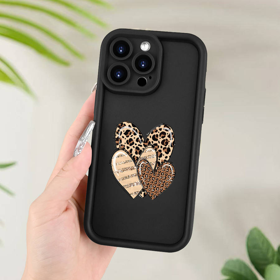 1Pc Black For iPhone 14 Pro Leopard Phone Case