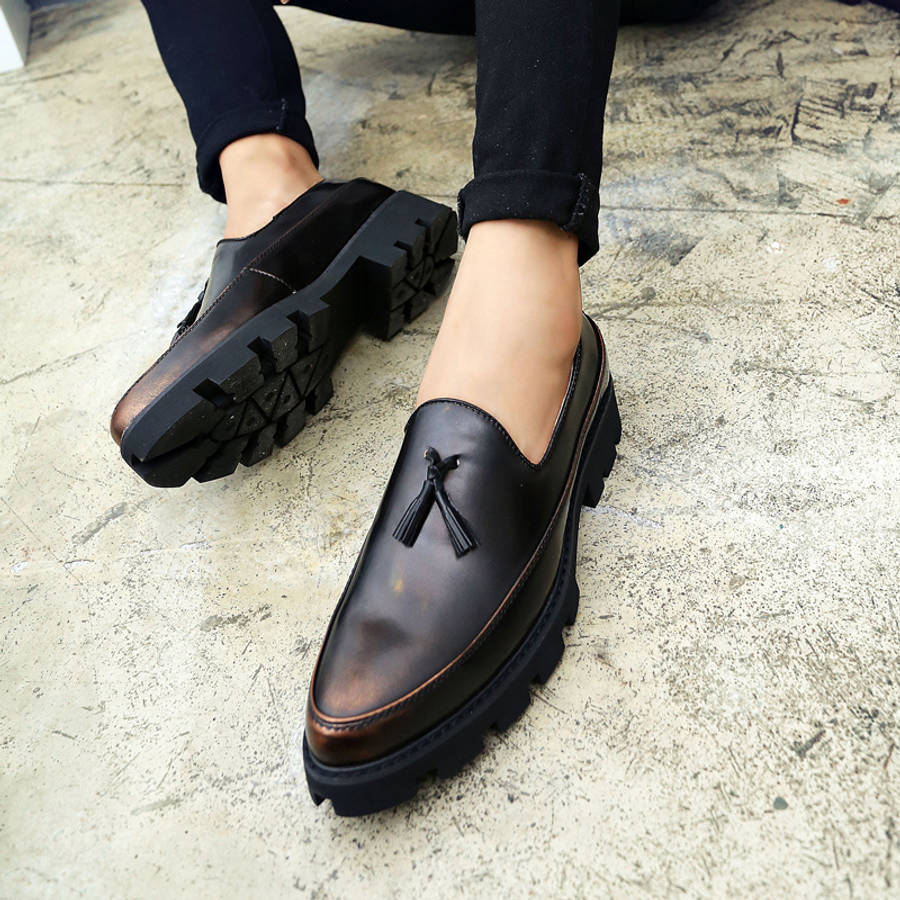 Mens Leather Shoes Color Golden Sizeuk 5