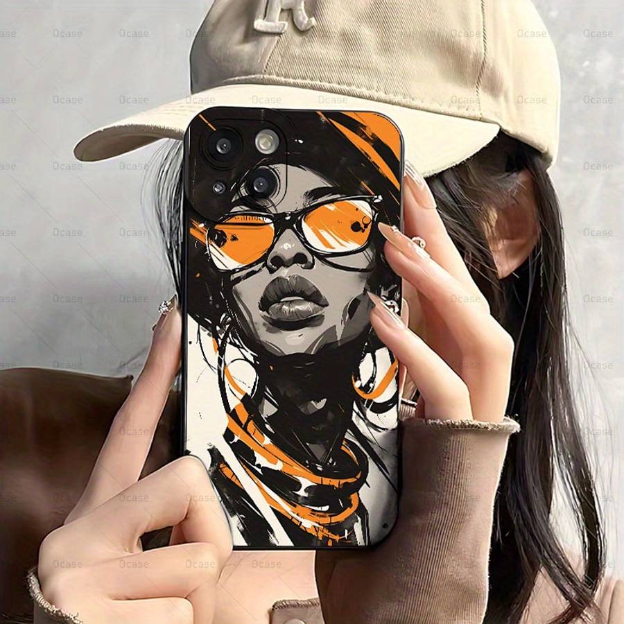 1Pc Black For iPhone 16 Angel Eyes African Women Phone Casee