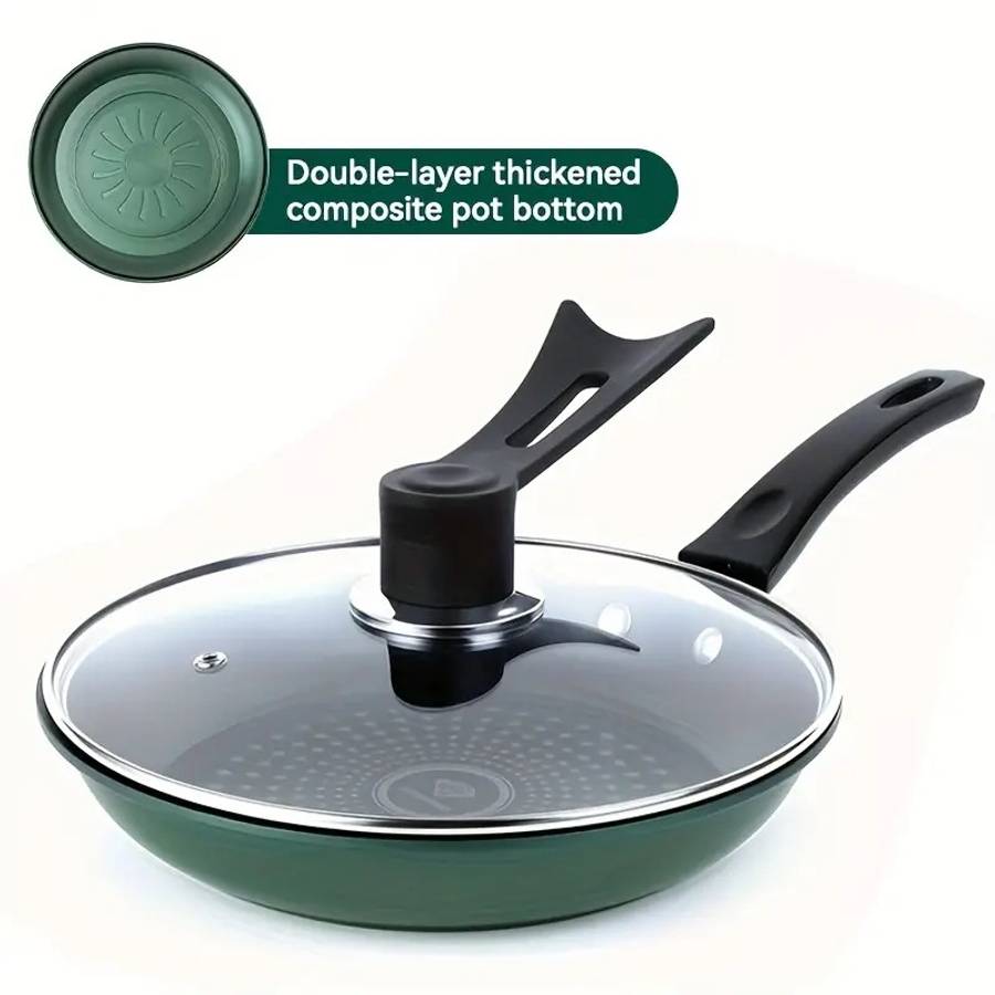 Frying Pan Color Green 24.0 Cm With Cover Sizedimensions 26.5Cm*25Cm*6Cm Weight 732G