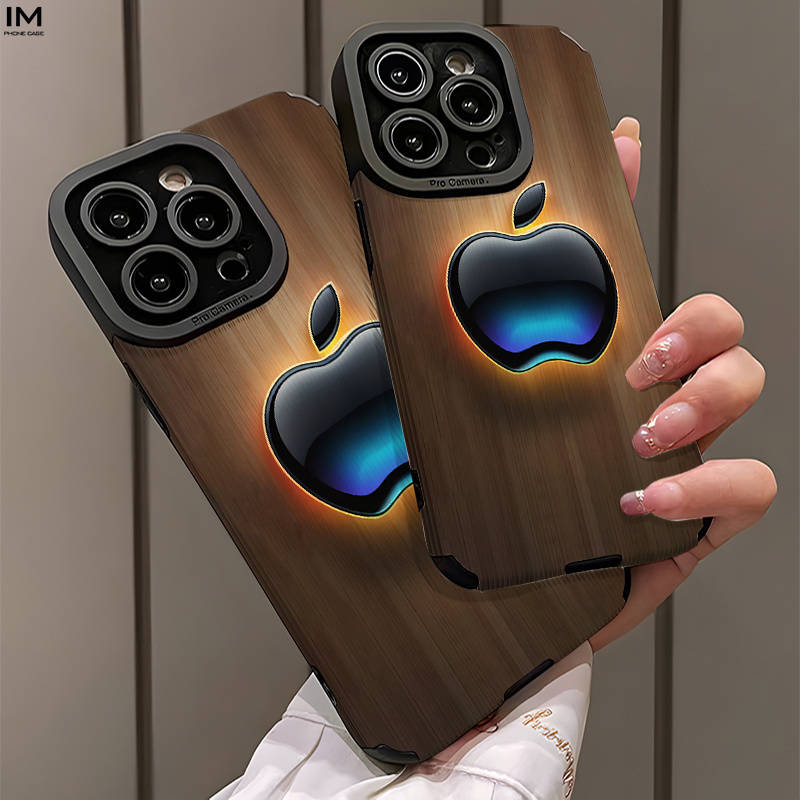 1Pc Black For iPhone 13 Pro Apple Logo Glow Pattern Phone Case