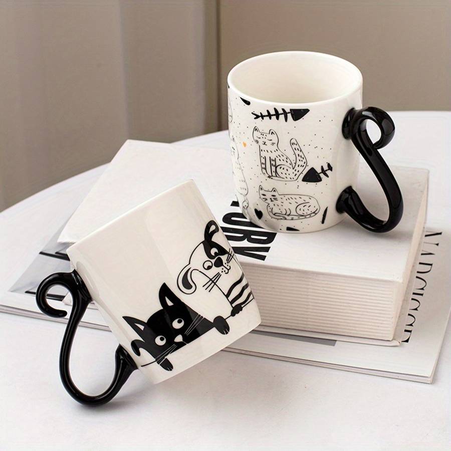 Water Cup Color White Chubby Cat