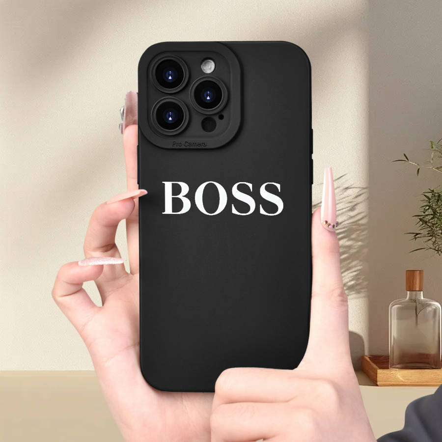 1Pc Black For iPhone 8 BOSS Pattern Phone Case
