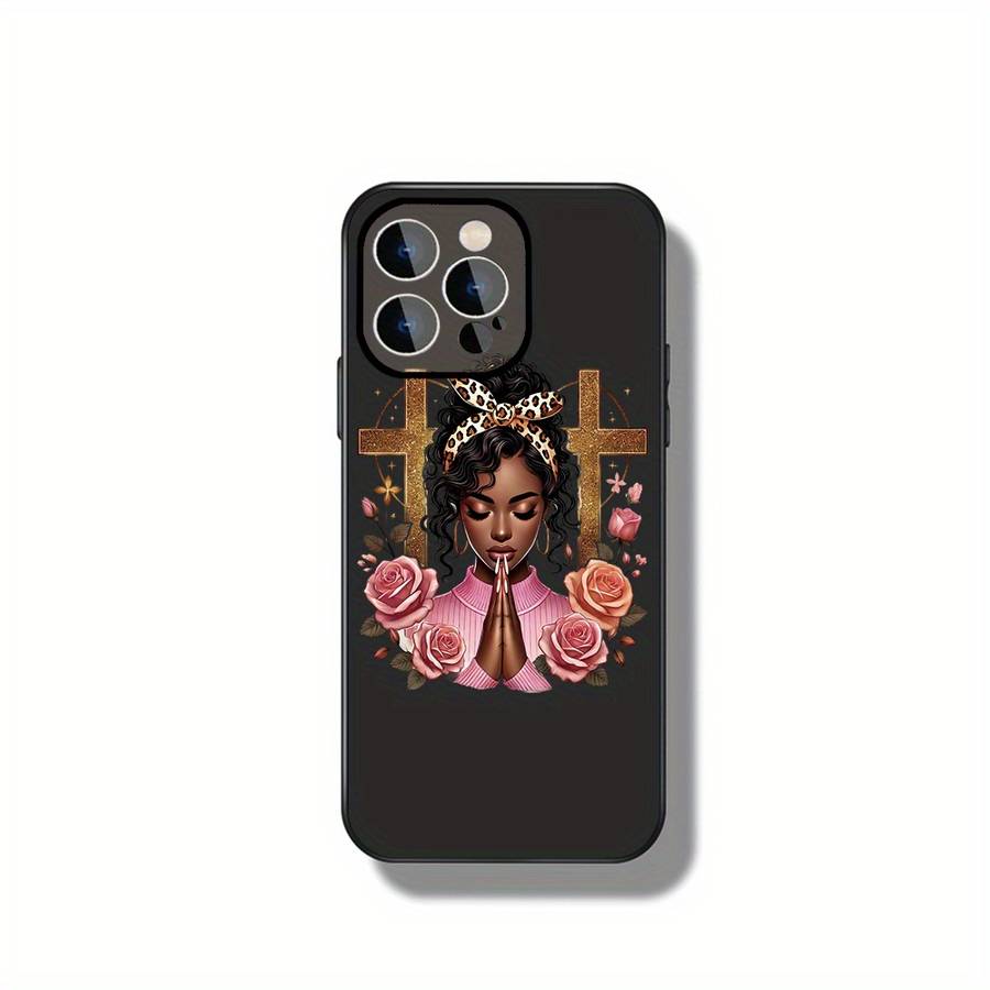1Pc Ivory White For iPhone 15 Pro Serene Prayer With Floral Blessings Phone Case