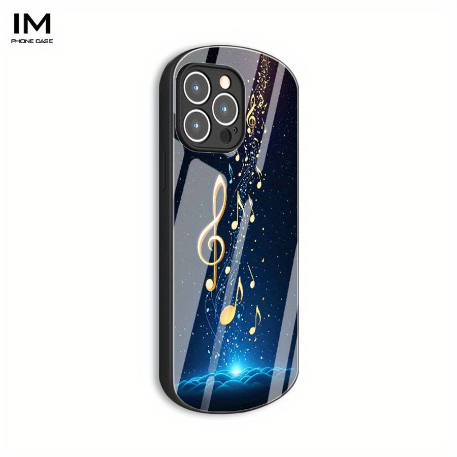 1Pc Black For iPhone 14 Pro Max Music Symbols And Starry Sky Phone Case