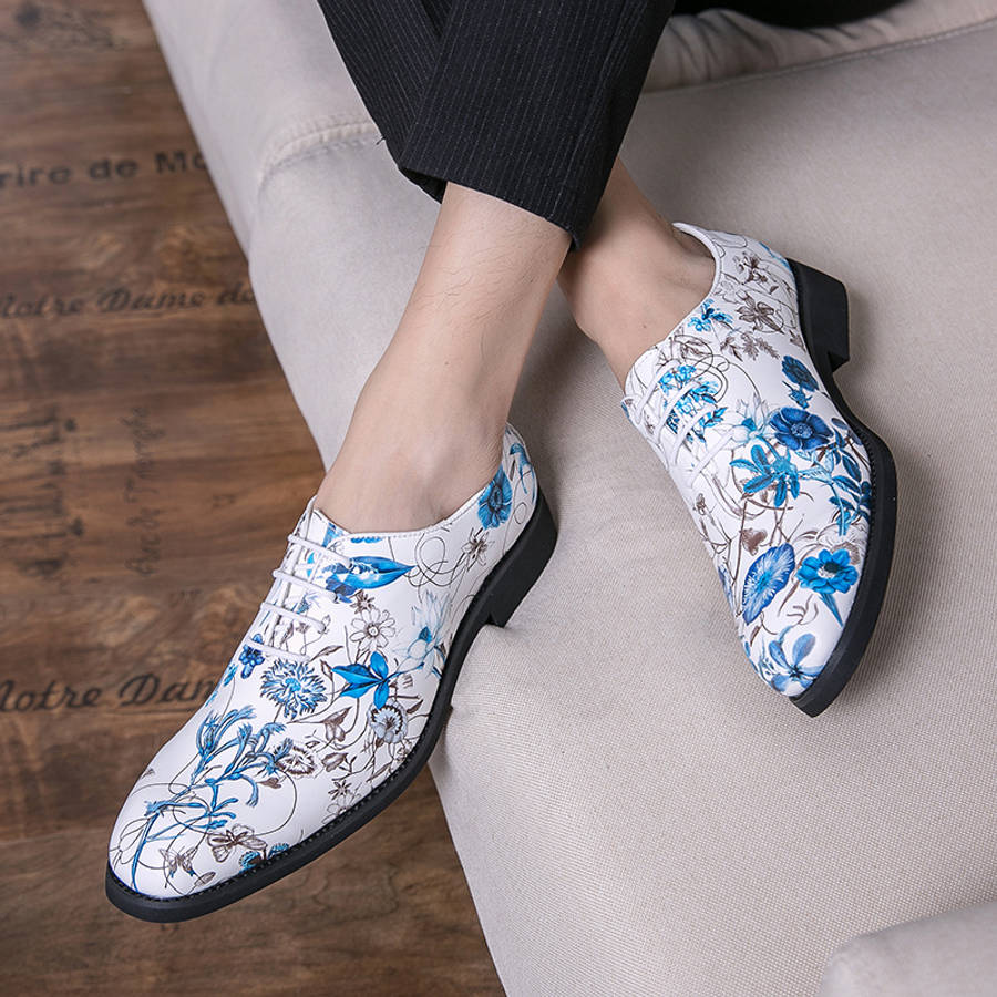 Mens Leather Shoes Color White Blue Sizeuk 9.5